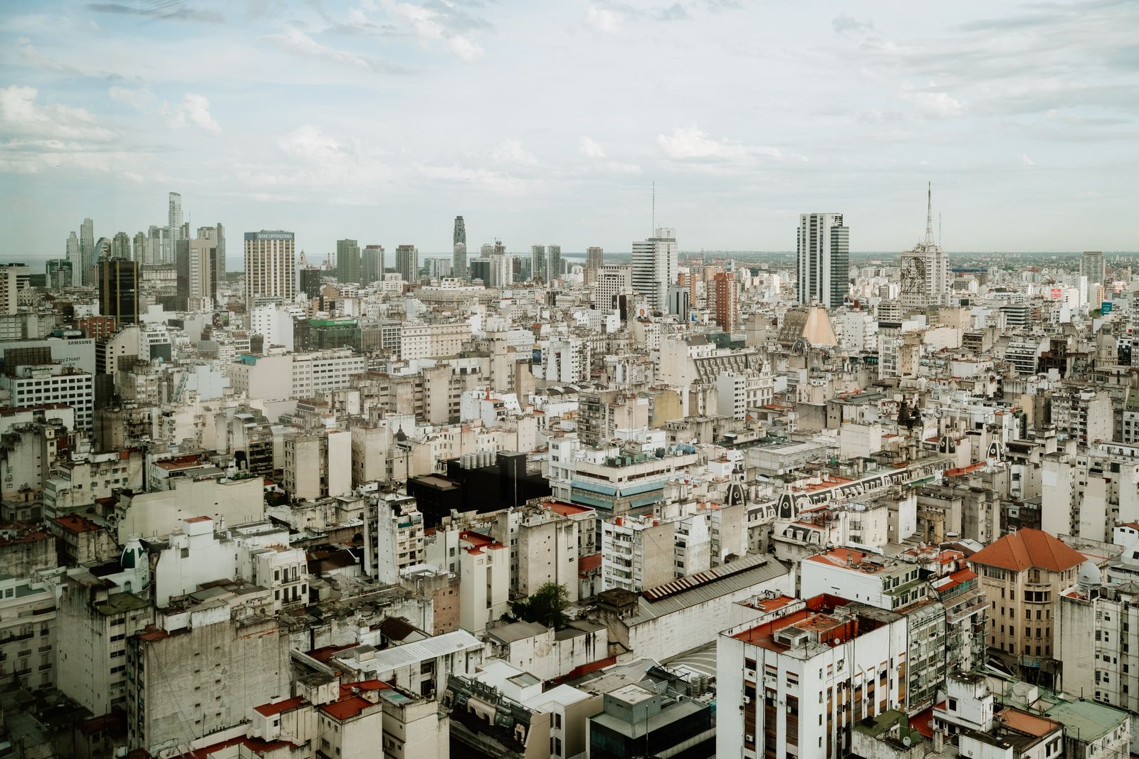 Aerial view of residential buildings in Buenos Aires